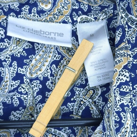Navy & Tan Long-Sleeve Paisley Liz Claiborne Button-Up - Picture 3 of 4